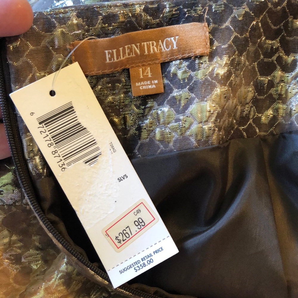 ELLEN TRACY Size 14 Shimmer SnakeScale Lined Skirt Elegant Party Luxe $298 NEW - Picture 8 of 14
